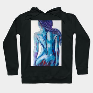 Abstract Nude in Teals and Blues Hoodie